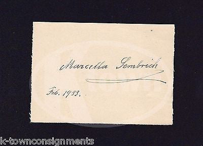 MARCELLA SEMBRICH POLISH SOPRANO OPERA SINGER VINTAGE AUTOGRAPH SIGNATURE 1933 - K-townConsignments