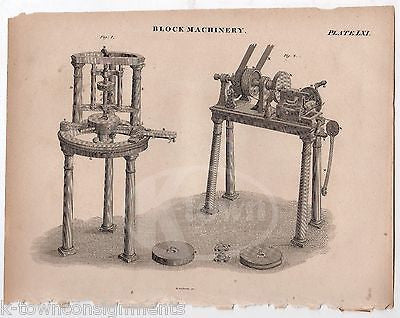 EARLY WOODWORKING TABLE SAW & DRILL PRESS ANTIQUE GRAPHIC ENGRAVING PRINT 1832 - K-townConsignments