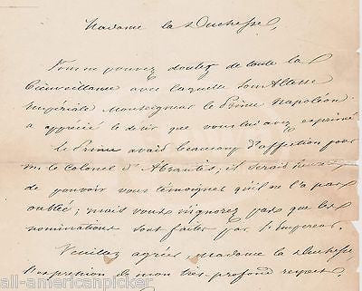 EMILE HUBAINE NAPOLEON AUTHOR & SECRETARY ANTIQUE AUTOGRAPH SIGNED LETTER 1860 - K-townConsignments
