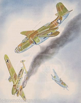 DOUGLAS A-20C HAVOC FIGHTER PLANES VINTAGE WWII GRAPHIC ILLUSTRATION PRINT 1944 - K-townConsignments