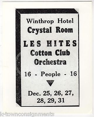 LES HITE COTTON CLUB ORCHESTRA WINTHROP HOTEL DRIGGS RESEARCH POSTER PRINT - K-townConsignments