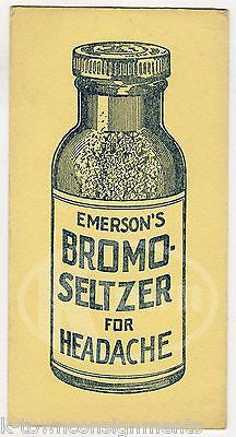EMERSONS BROMO SELTZER HEADACHE MEDICINE ANTIQUE GRAPHIC ADVERTISING INK BLOTTER - K-townConsignments