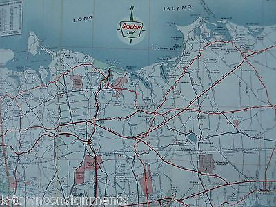 LONG ISLAND & MANHATTAN NEW YORK VINTAGE DINO SINCLAIR GRAPHIC ADVERTISING MAP - K-townConsignments