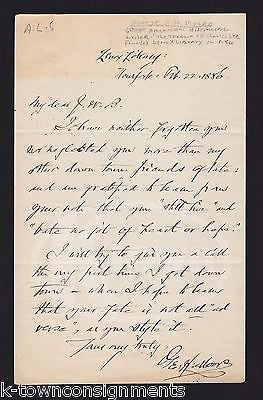 GEORGE E. H. MOORE LENOX LIBRARY HISTORIAN ANTIQUE AUTOGRAPH SIGNED LETTER 1886 - K-townConsignments