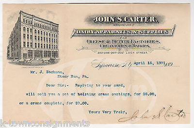 CARTER DAIRY CREAMERY SYRACUSE NEW YORK ANTIQUE GRAPHIC ADVERTISING SALES SLIP - K-townConsignments