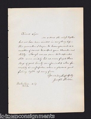 JOSEPH SHELDON WATERTOWN NY LANDOWNER ANTIQUE AUTOGRAPH SIGNED YALE LETTER 1851 - K-townConsignments