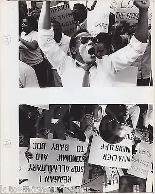 ANTI-DUVALIER & REAGAN HAITI PROTEST SIGNED VINTAGE RALLY CROWD PHOTOGRAPHS - K-townConsignments