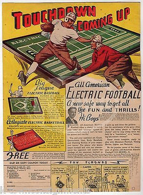ELECTRIC FOOTBALL BASEBALL COLLEGE BASKETBALL ANTIQUE TOYS ADVERTISING PRINT - K-townConsignments