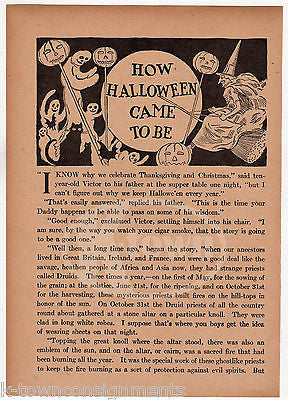 THE STORY OF HALLOWEEN ANTIQUE GRAPHIC ART CHILDREN'S ILLUSTRATION PRINTS - K-townConsignments