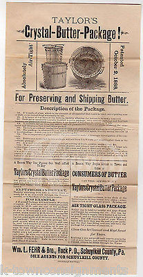 TAYLOR'S BUTTER SHIPPING PRESERVER ANTIQUE GROCERY INVENTION ADVERTISING POSTER - K-townConsignments