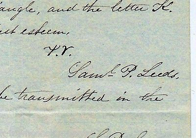 SAMUEL PENNIMAN LEEDS DARTMOUTH COLLEGE ANTIQUE AUTOGRAPH SIGNED ARMY LETTER - K-townConsignments