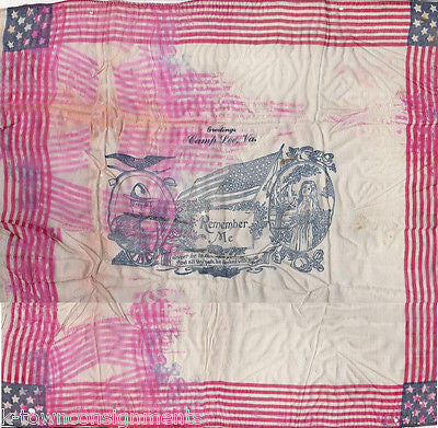 CAMP LEE VIRGINIA REMEMBER ME SWEETHEART VINTAGE WWI HOMEFRONT HANDKERCHIEF - K-townConsignments