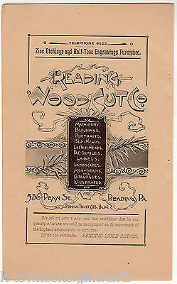 Reading Woodcut Company Reading PA Antique Graphic Advertising Engraving Print - K-townConsignments