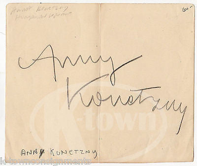 ANNY KONETZNI ASTRIAN SOPRANO OPERA SINGER VINTAGE AUTOGRAPH SIGNATURE PAGE - K-townConsignments