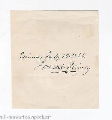 Josiah Quincy Jr Boston Mayor Boston Athenaeum Treasurer Autograph Signature - K-townConsignments