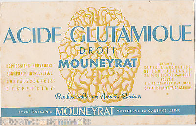 GLUTAMIC ACID SALT ANTIQUE FRENCH GRAPHIC ADVERTISING INK BLOTTER CARD - K-townConsignments