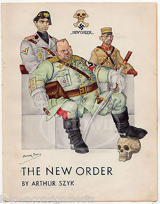 Axis Powers Evil Leaders Vintage WWII Propaganda Cartoon Book Plate Print by Szy - K-townConsignments