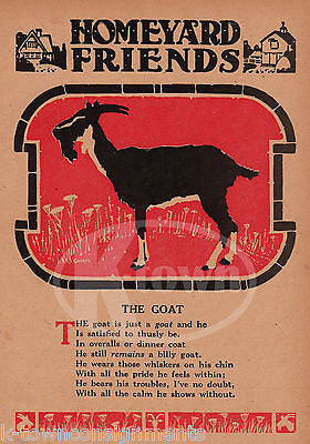 THE GOAT BARNYARD FRIEND POEM ANTIQUE NURSERY RHYME GRAPHIC ILLUSTRATION PRINT - K-townConsignments