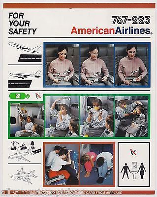 AMERICAN AIRLINES 767-223 VINTAGE GRAPHIC ADVERTISING FLIGHT SAFETY POSTER - K-townConsignments