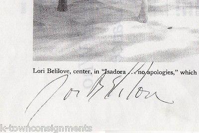 LORI BELILOVE BALLET STAGE DANCER AUTOGRAPH SIGNED PHOTOCOPY PAGE - K-townConsignments