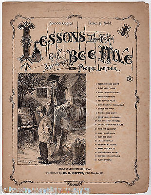 PIERRE LATOUR LESSONS FROM THE BEEHIVE ANTIQUE ENGRAVING SHEET MUSIC 1874 - K-townConsignments