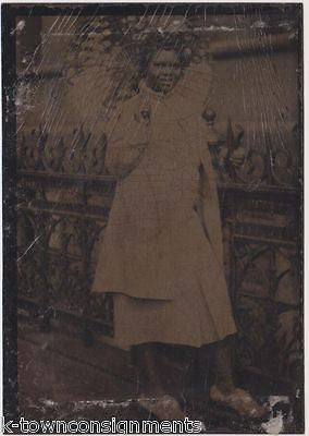 FINELY DRESSED AFRICAN AMERICAN GIRL UNUSUAL 1930s FAUX TINTYPE PHOTOGRAPH - K-townConsignments