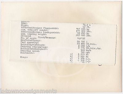LUFTHANSA AIRLINES BOEING 707 SPECIFICATIONS VINTAGE AVIATION ADVERTISING PHOTO - K-townConsignments