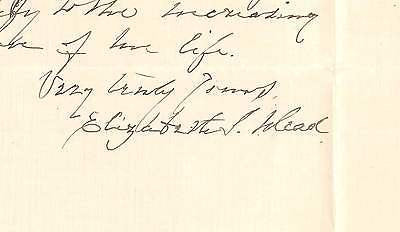 ELIZABETH STORRS MEAD MOUNT HOLYOKE COLLEGE PRESIDENT AUTOGRAPH SIGNED LETTER - K-townConsignments