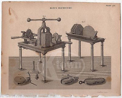 WOODWORKING CARPENTRY MACHINERY TOOLS ANTIQUE GRAPHIC ENGRAVING PRINT 1832 - K-townConsignments