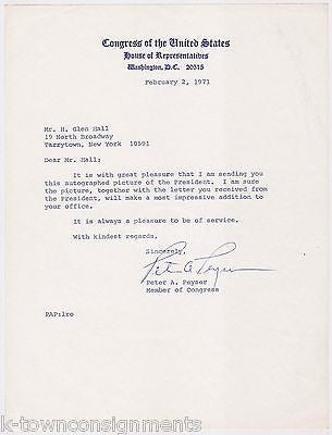 PETER PEYSER NEW YORK CONGRESSMAN ORIGINAL AUTOGRAPH SIGNED LETTERHEAD - K-townConsignments