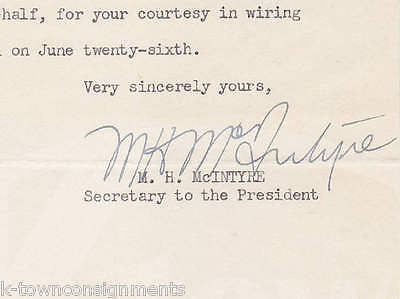 M. H. McINTYRE WWII SECRETARY TO PRESIDENT ROOSEVELT SIGNED WARTIME LETTER 1943 - K-townConsignments