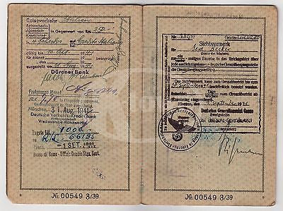 WWII CANCELED GERMAN PASSPORT W/ MANY TRAVEL STAMPS ITALY BERLIN REISEPASS 1939 - K-townConsignments