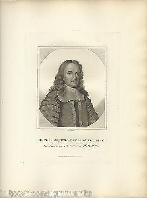 ARTHUR ANNESLEY EARL OF ANGLESEY ENGLAND ANTIQUE PORTRAIT ENGRAVING PRINT 1806 - K-townConsignments