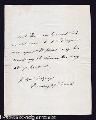 LORD THOMAS DENMAN BRITISH CHIEF JUSTICE JUDGE ANTIQUE DINNER INVITATION LETTER - K-townConsignments