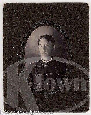 YOUNG SOLDIER WEST POINT CADET IN UNIFORM ANTIQUE HEADSHOT PHOTOGRAPH ONB BOARD - K-townConsignments
