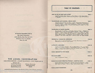 INSTRUCTIONS FOR ASSEMBLING & OPERATING LIONEL TRAINS VINTAGE TOY RAILROADS BOOK - K-townConsignments