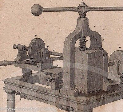 WOODWORKING CARPENTRY MACHINERY TOOLS ANTIQUE GRAPHIC ENGRAVING PRINT 1832 - K-townConsignments