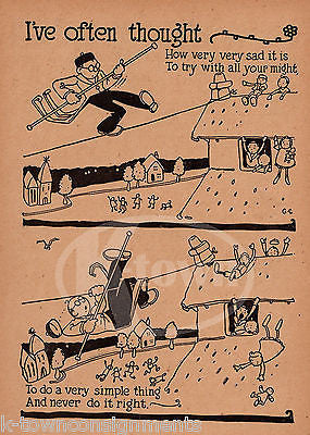 NEVER DO ANYTHING RIGHT FUNNY POEM ANTIQUE GRAPHIC ART ILLUSTRATION PRINT - K-townConsignments