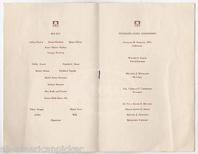 ROCKY HILL CONNECTICUT VETERANS HOME COMING VINTAGE CHRISTMAS DINNER MENU 1942 - K-townConsignments