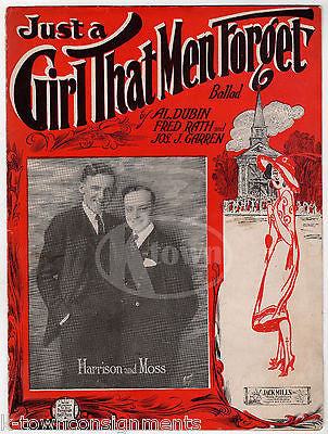 JUST A GIRL THAT MEN FORGET HARRIS & MOSS SONG GRAPHIC ART SHEET MUSIC 1923 - K-townConsignments