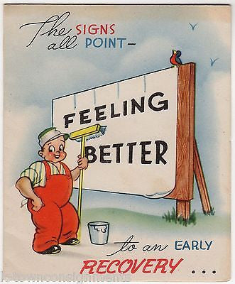 Feeling Better! Billboard Ad Sign Vintage Graphic Illustrated Get Well Soon Card - K-townConsignments