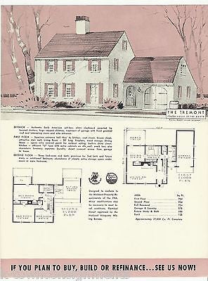 TREMONT ARCHITECTURAL HOME DESIGN VITAGE GRAPHIC ADVERTISING SALES PRINT - K-townConsignments