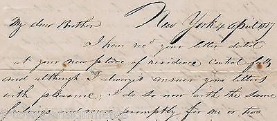 NEW YORK CITY ECONOMIC HARDSHIPS ANTIQUE HANDWRITTEN LETTER WARNING BROTHER 1829 - K-townConsignments