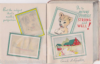 Cute Kittens Puppy & Little Girl Vintage Graphic Art Get Well Greetings Card - K-townConsignments