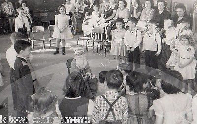 SANTA CLAUS DOLL BOYS & GIRLS SCHOOL CHILDREN VINTAGE CHRISTMAS SNAPSHOT PHOTO - K-townConsignments