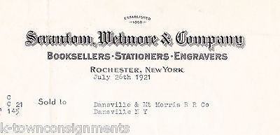 SCRANTON WETMORE BOOKSELLER ENGRAVER ROCHESTER ANTIQUE ADVERTISING SALES RECEIPT - K-townConsignments