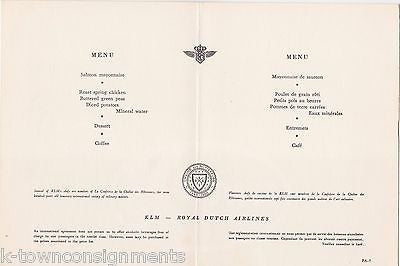 KLM ROYAL DUTCH AIRLINE VINTAGE HOLLAND DRESS WOMAN GRAPHIC ART ADVERTISING MENU - K-townConsignments