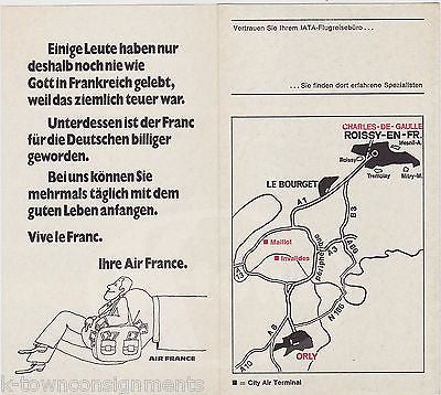 AIR FRANCE AIRWAY VINTAGE GERMAN GRAPHIC ADVERTISING FLIGHT PLAN TRAVEL BORCHURE - K-townConsignments