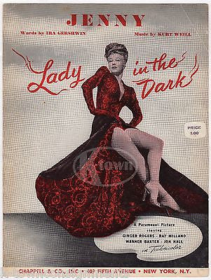 GINGER ROGERS LADY IN THE DARK JENNY MOVIE SONG VINTAGE GRAPHIC SHEET MUSIC 1941 - K-townConsignments