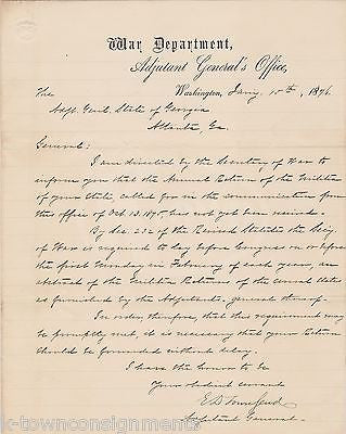 EDWARD TOWNSEND UNION CIVIL WAR OFFICER AUTOGRAPH SIGNED WAR DEPT LETTER 1876 - K-townConsignments
